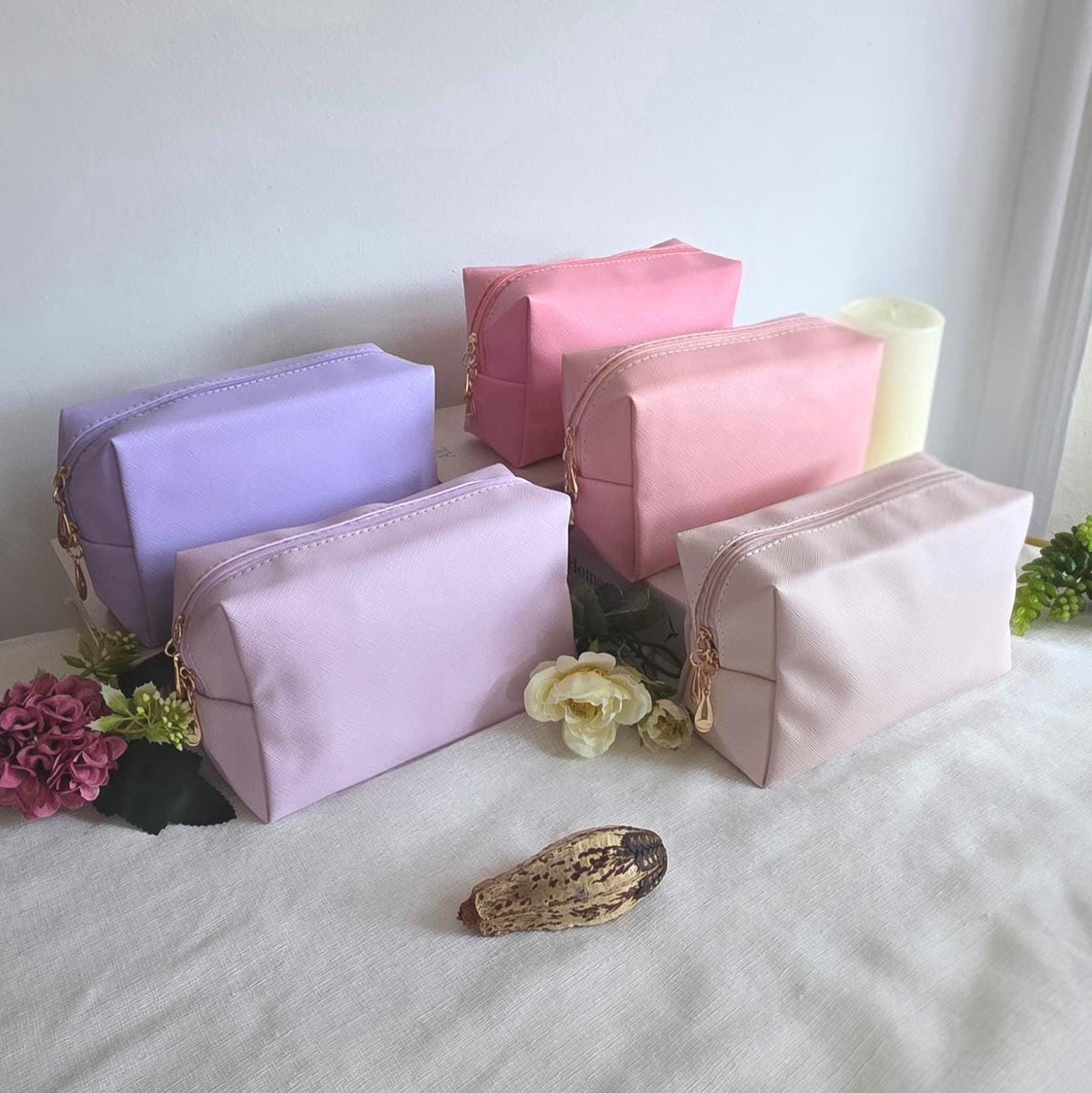 Pink Purple Cosmetic Bag, Water Resistant Travel Toiletry Pouch, Trendy Organizer