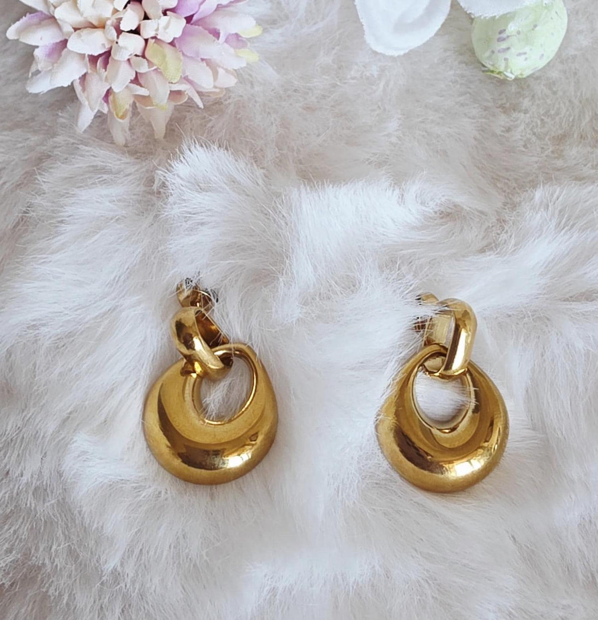 18K Gold Plated Stainless Steel Necklace Earrings Set, Minimalist Tarnish Resistant Jewelry