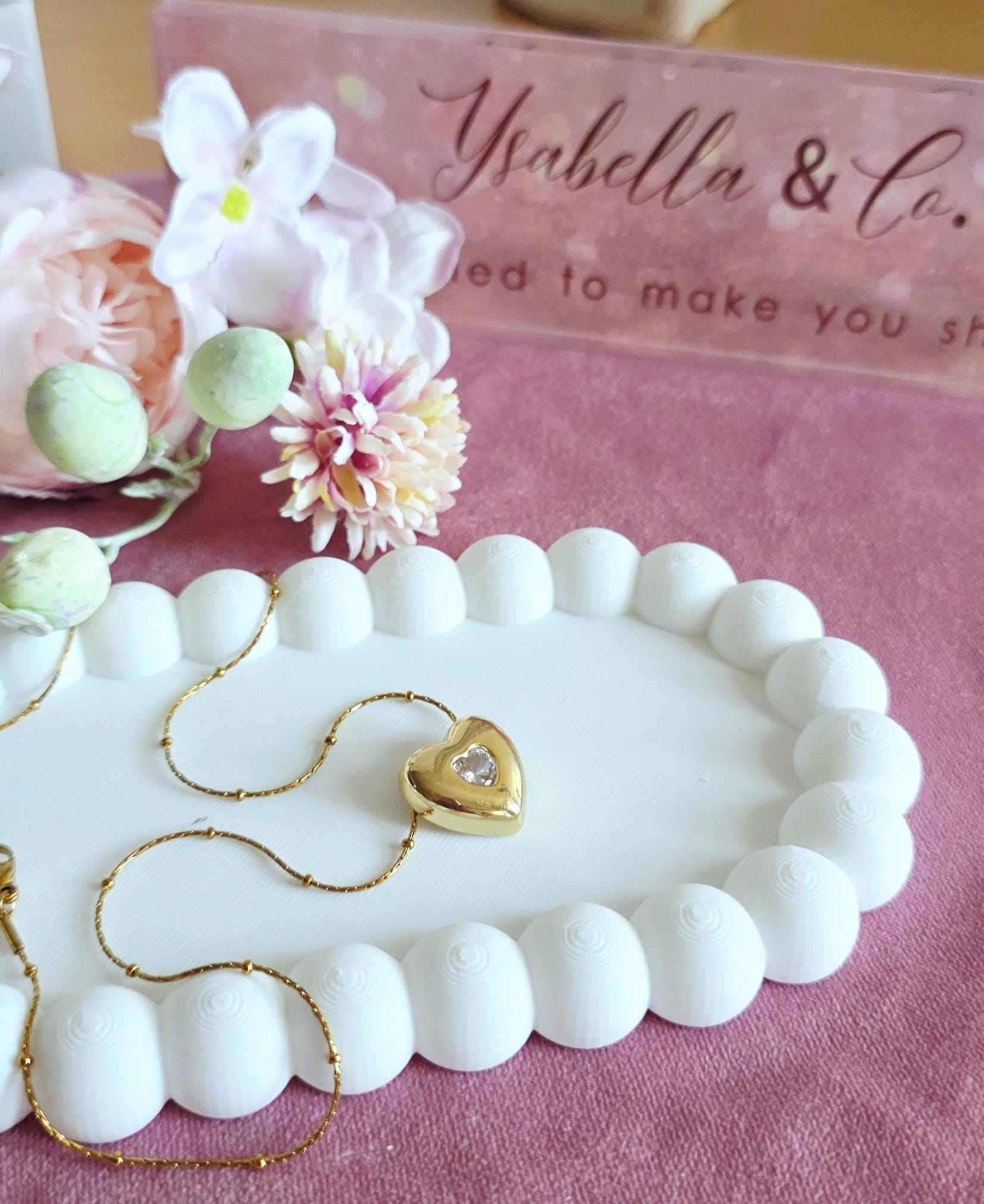 Gold Plated Heart Pendant Necklace, Cubic Zirconia, Tarnish Resistant Link Chain
