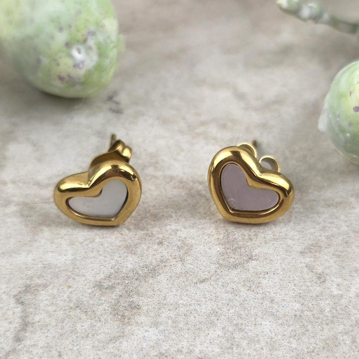 Celeste Heart Jewelry Set | Gold Plated Shell Necklace, Bracelet, Earrings.Dainty Gift for Her