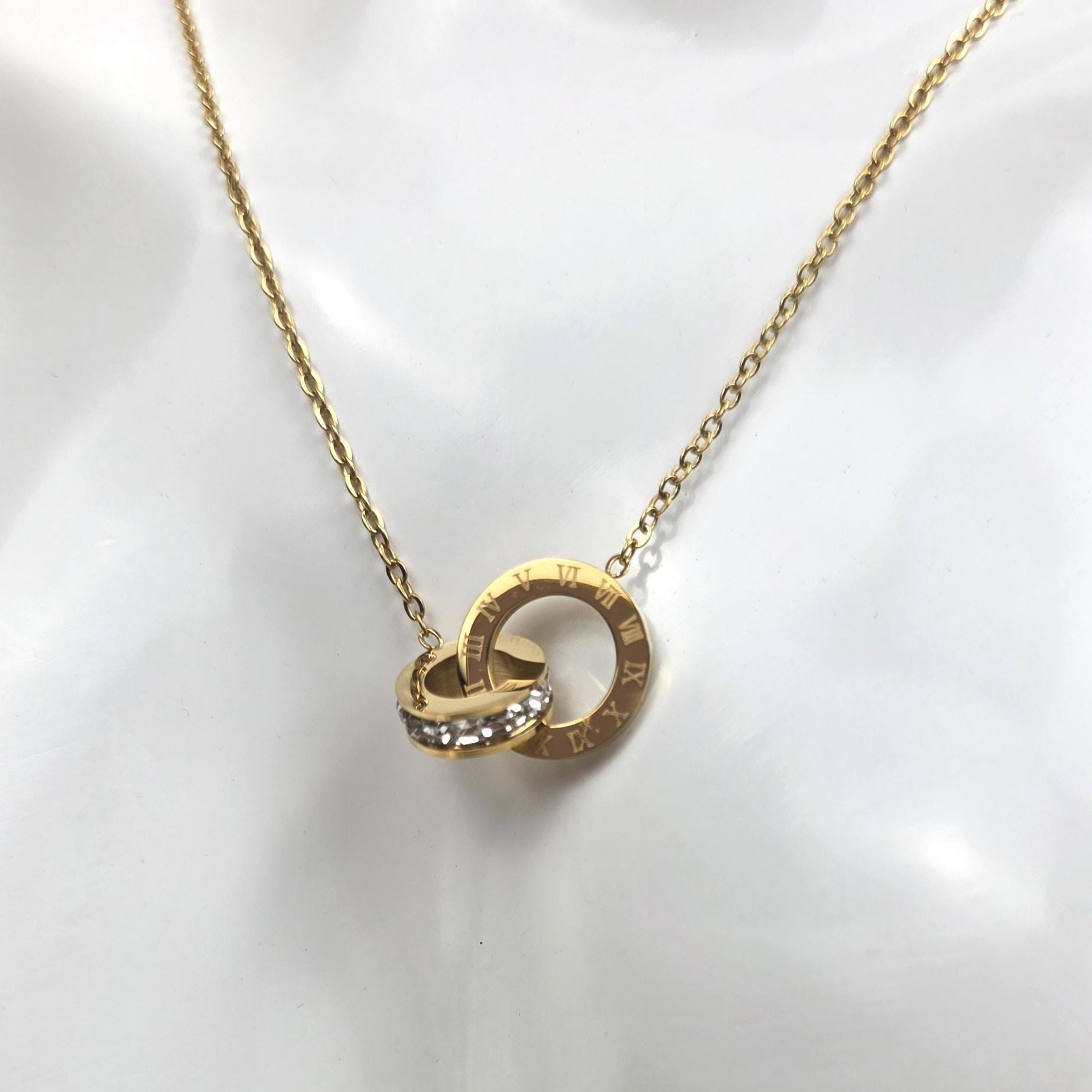 Estelle Roman Numeral Jewelry Set | Gold Zirconia Necklace, Bracelet, Earrings