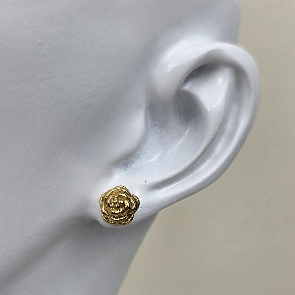 Rose Gold Flower Stud Earrings | 18K Plated Stainless Steel Dainty Romantic Jewelry