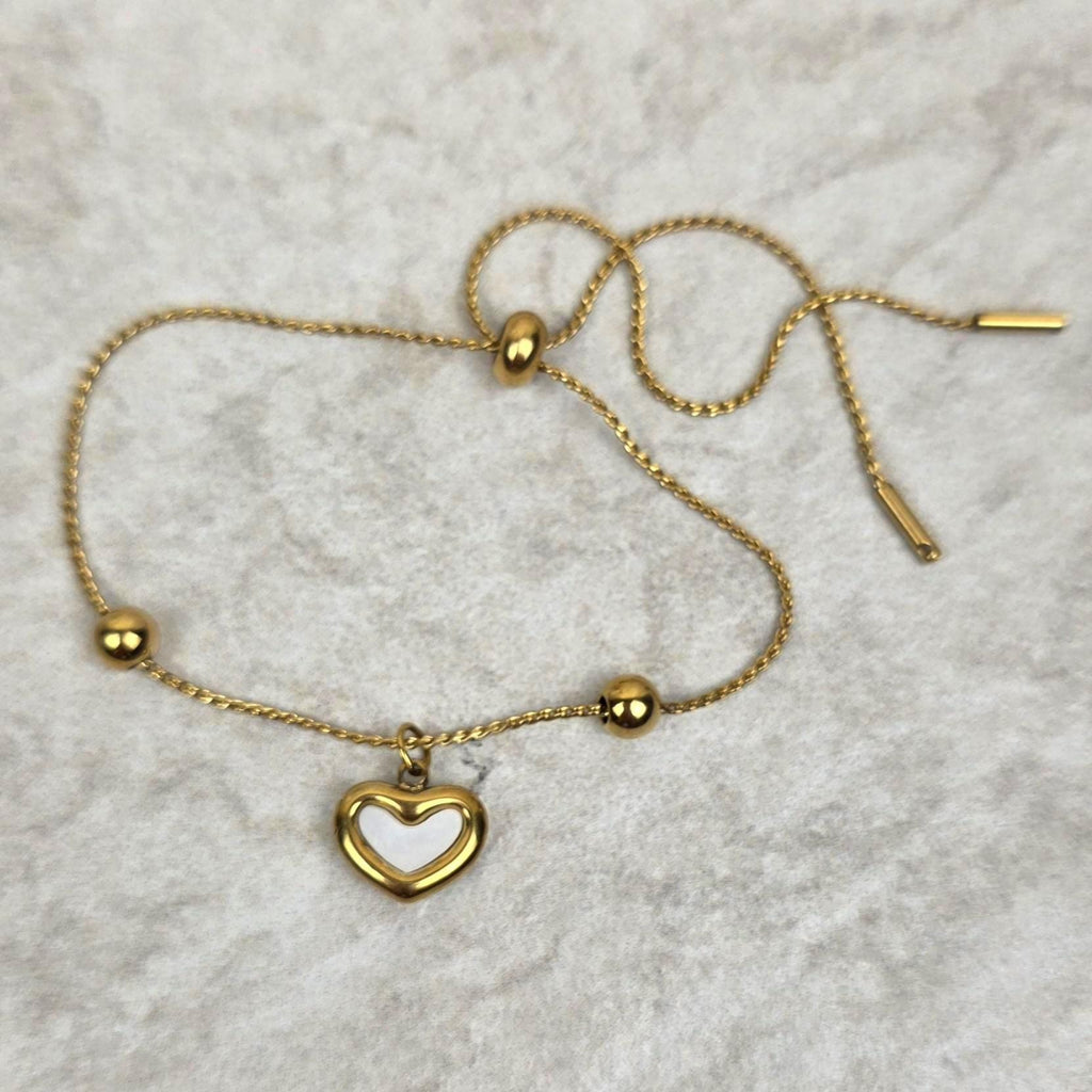 Celeste Heart Jewelry Set | Gold Plated Shell Necklace, Bracelet, Earrings.Dainty Gift for Her