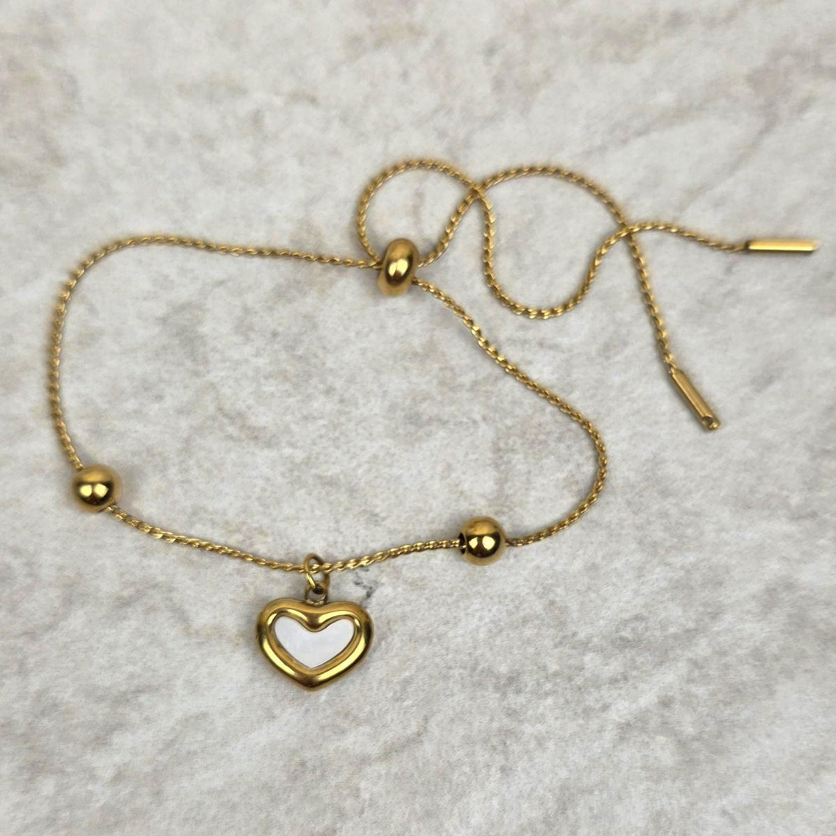 Celeste Heart Jewelry Set | Gold Plated Shell Necklace, Bracelet, Earrings.Dainty Gift for Her