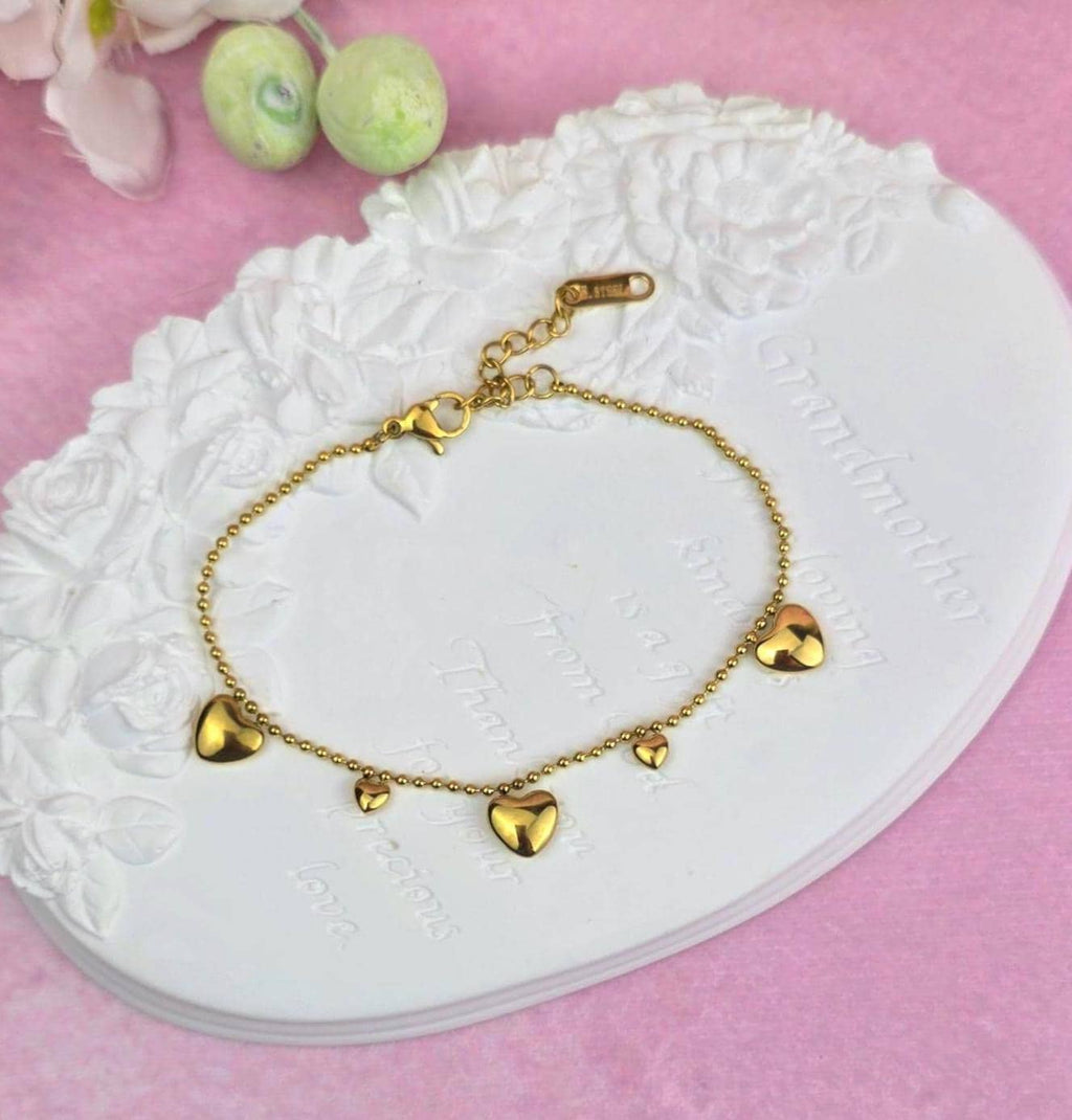 18K Gold Plated Heart Bracelet, Stainless Steel Dainty Chain, Minimalist Charm Jewelry