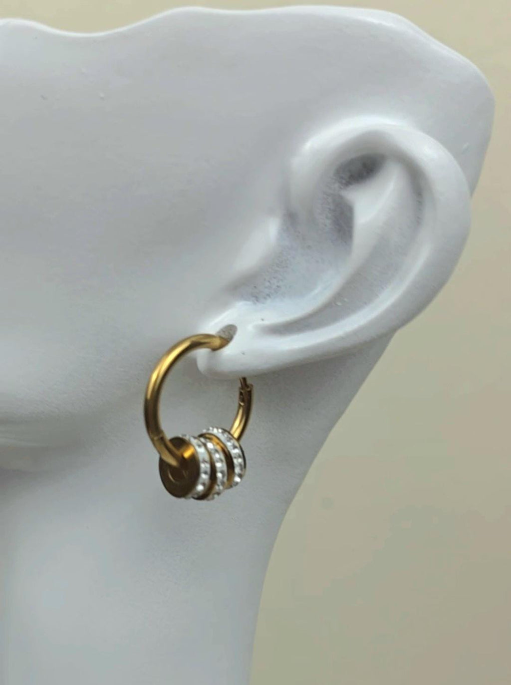 Gold Crystal Hoop Earrings | 18k Plated Stainless Steel Huggie Hoops.Dainty Sparkle Jewelry Gift