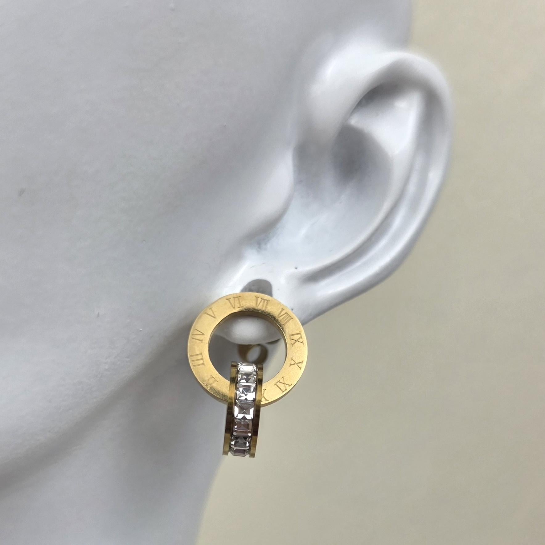 Estelle Roman Numeral Jewelry Set | Gold Zirconia Necklace, Bracelet, Earrings