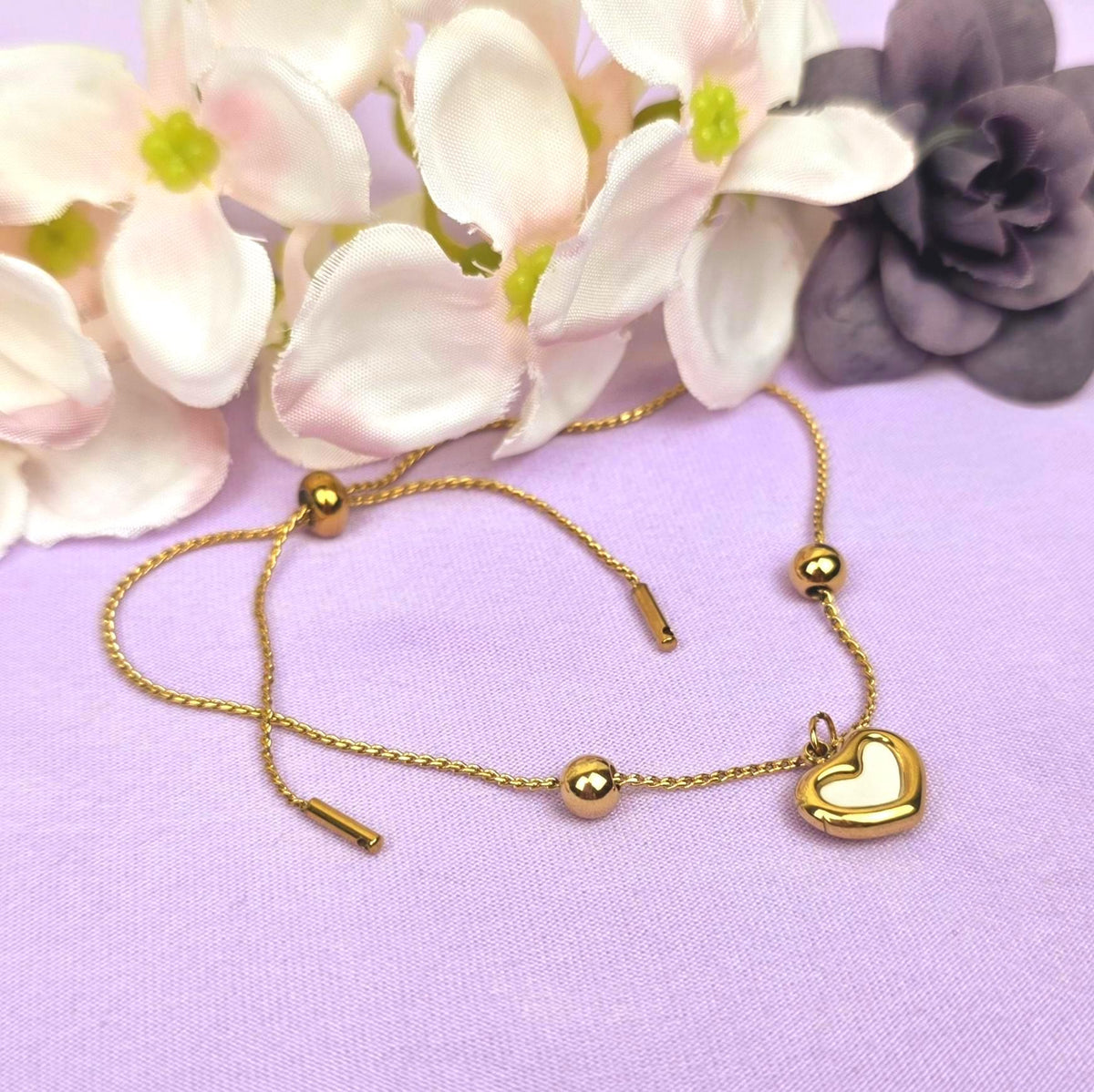 Celeste Heart Jewelry Set | Gold Plated Shell Necklace, Bracelet, Earrings.Dainty Gift for Her