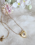 Gold Plated Heart Pendant Necklace, Cubic Zirconia, Tarnish Resistant Link Chain
