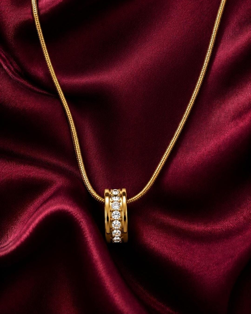 Gold Pendant Necklace, 18K Plated Stainless Steel, Dainty Crystal, Minimalist Jewelry