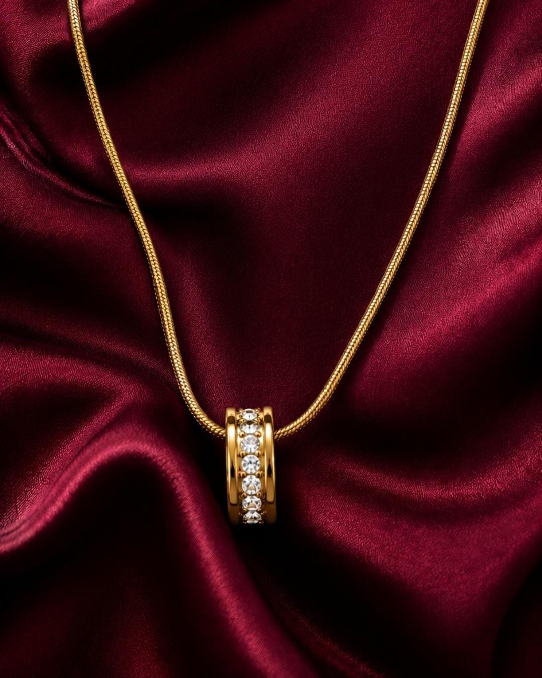 Gold Pendant Necklace, 18K Plated Stainless Steel, Dainty Crystal, Minimalist Jewelry