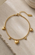18K Gold Plated Heart Bracelet, Stainless Steel Dainty Chain, Minimalist Charm Jewelry