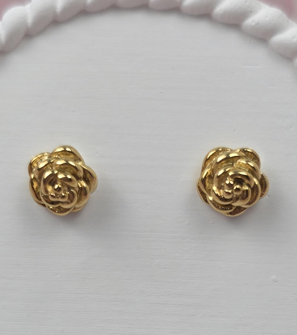 Rose Gold Flower Stud Earrings | 18K Plated Stainless Steel Dainty Romantic Jewelry