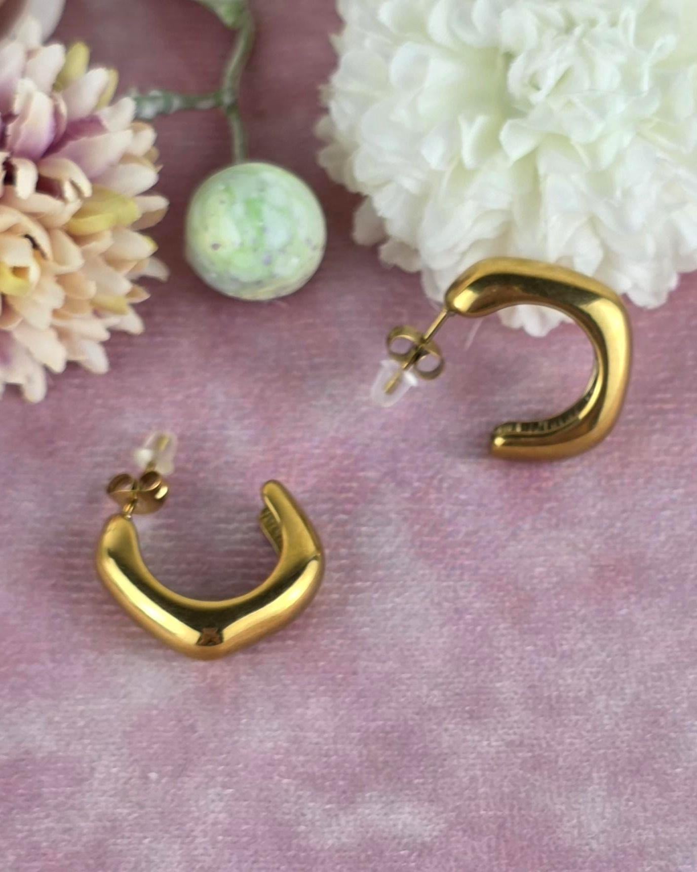 Juliette Chunky Hoop Earrings | 18K Gold Plated Stainless Steel, Minimal Statement Hoops.Dainty Jewelry
