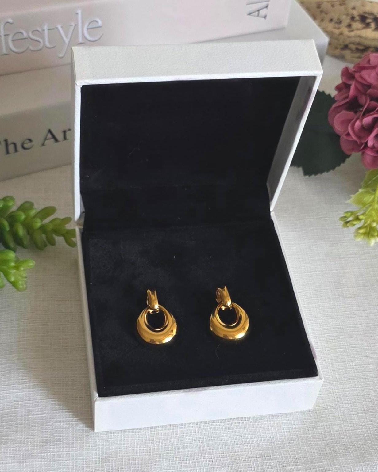 18K Gold Plated Stainless Steel Necklace Earrings Set, Minimalist Tarnish Resistant Jewelry