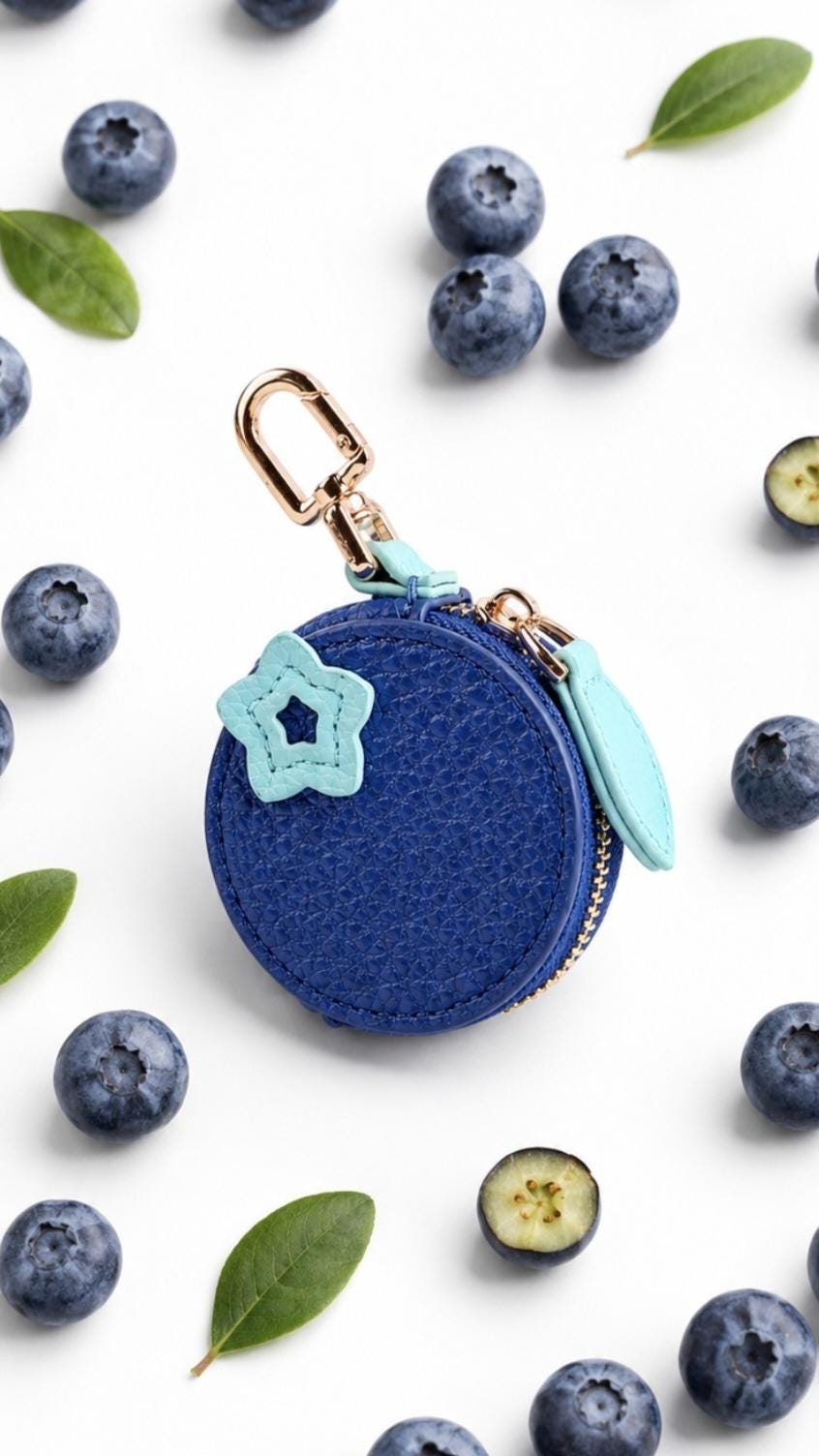 Vegan Leather Fruit Coin Purse Keychain, Mini Zipper Pouch, Kawaii Bag Charm