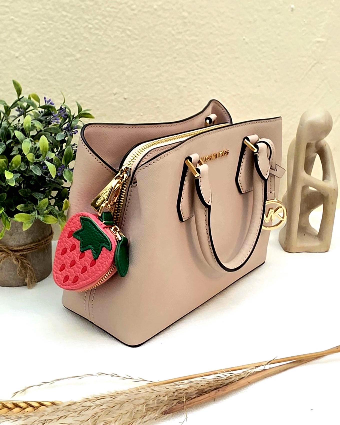 Vegan Leather Fruit Coin Purse Keychain, Mini Zipper Pouch, Kawaii Bag Charm