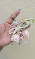 Tulip Flower Keychain, Pearl Beaded Bow Charm, Coquette Bag Accessory