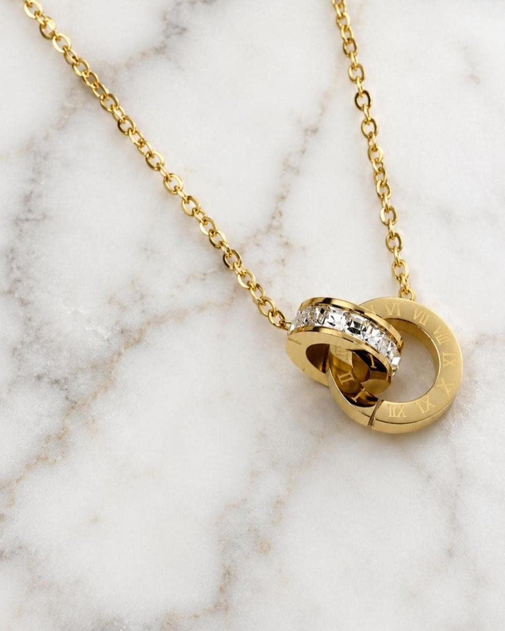 Estelle Roman Numeral Jewelry Set | Gold Zirconia Necklace, Bracelet, Earrings