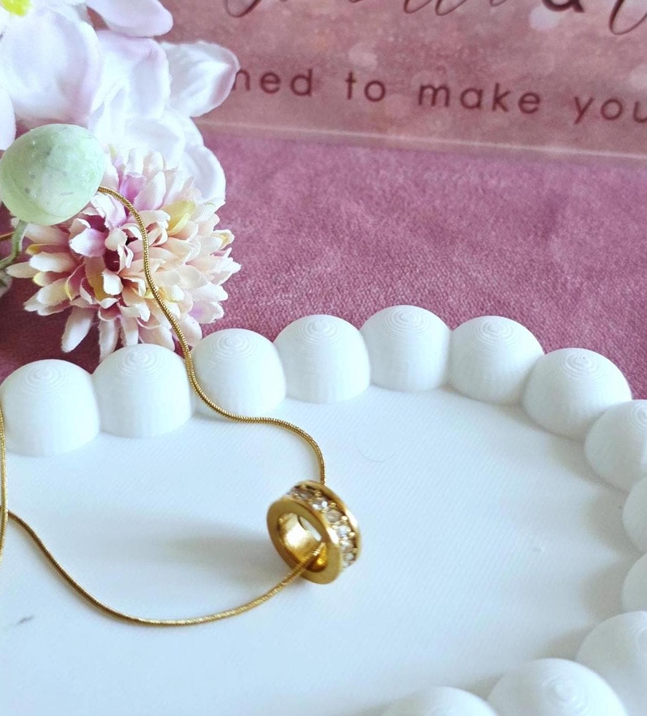 Gold Pendant Necklace, 18K Plated Stainless Steel, Dainty Crystal, Minimalist Jewelry