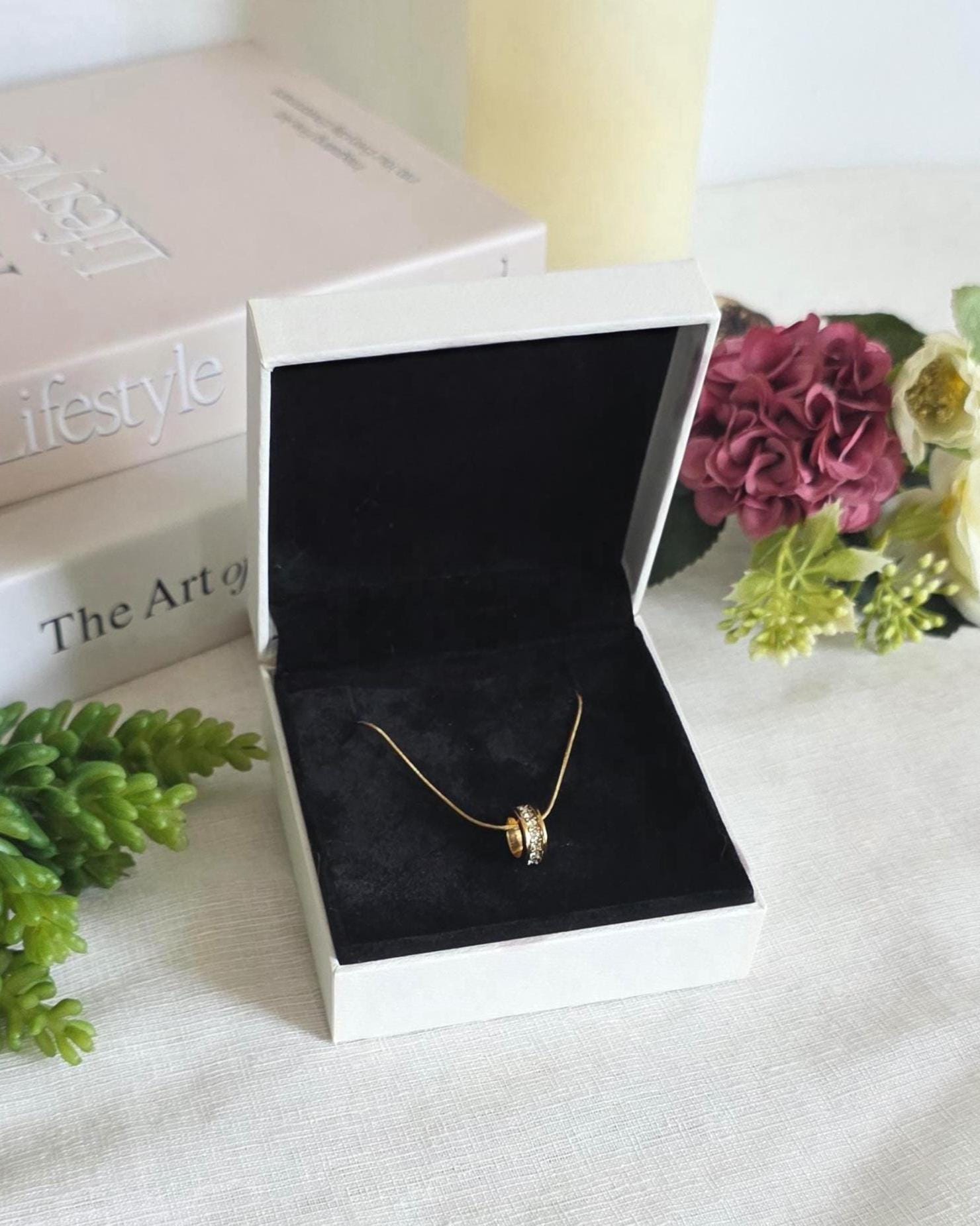 Gold Pendant Necklace, 18K Plated Stainless Steel, Dainty Crystal, Minimalist Jewelry