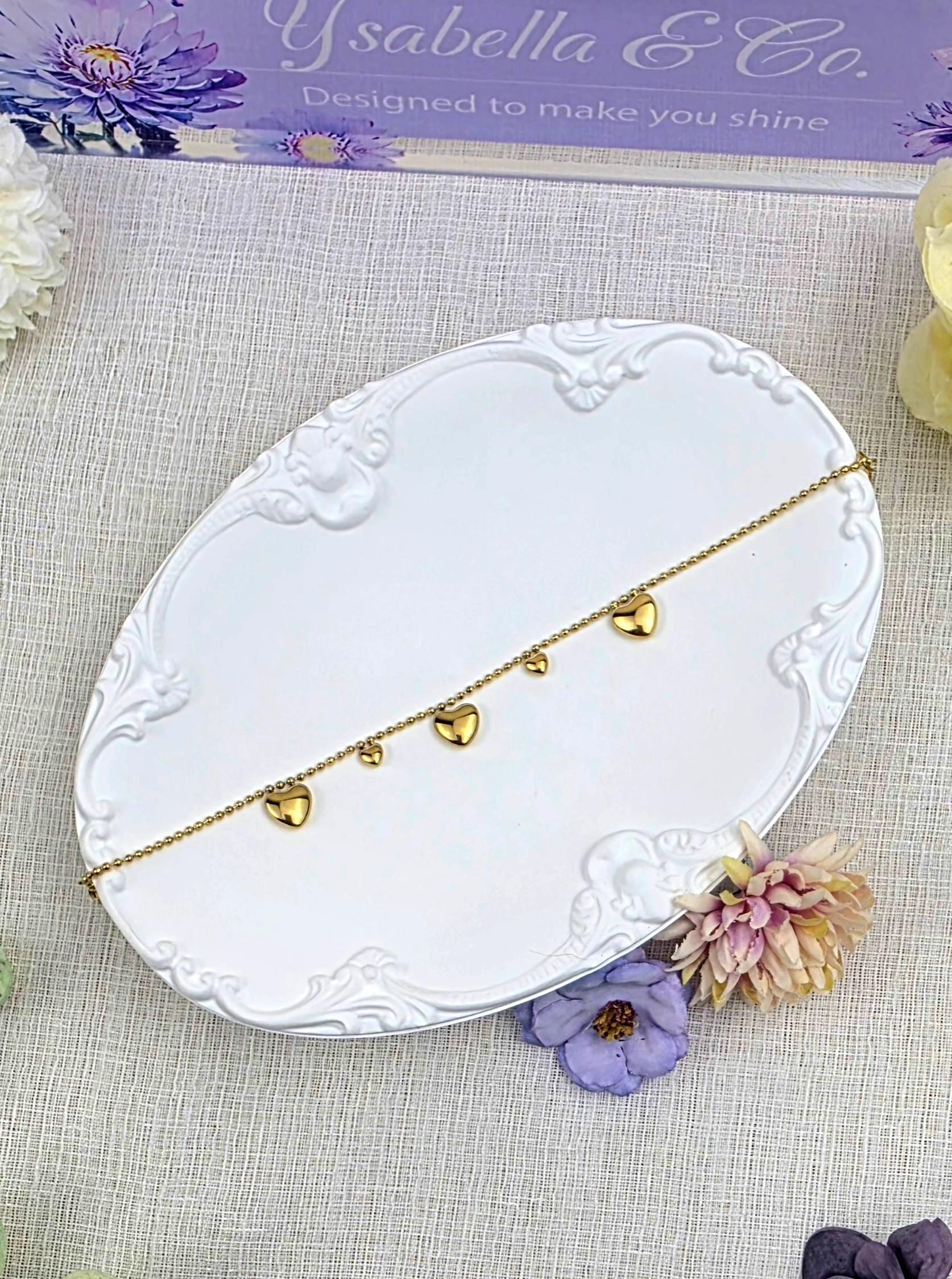 18K Gold Plated Heart Bracelet, Stainless Steel Dainty Chain, Minimalist Charm Jewelry