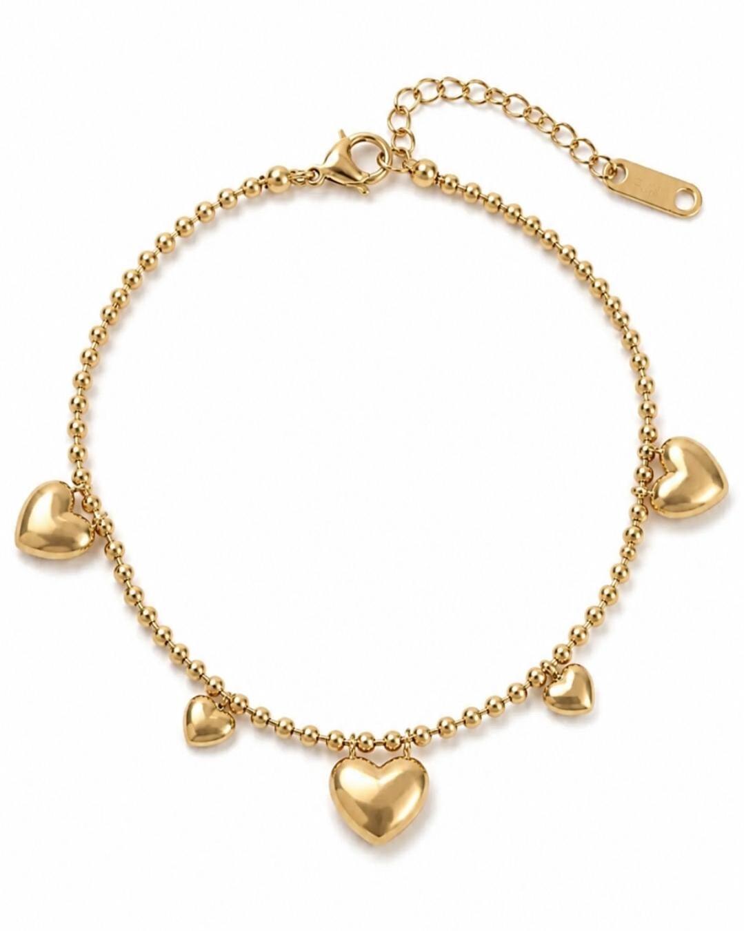 18K Gold Plated Heart Bracelet, Stainless Steel Dainty Chain, Minimalist Charm Jewelry