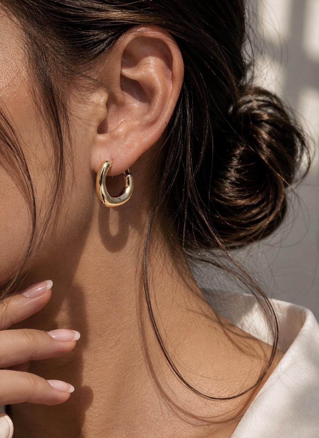 Juliette Chunky Hoop Earrings | 18K Gold Plated Stainless Steel, Minimal Statement Hoops.Dainty Jewelry