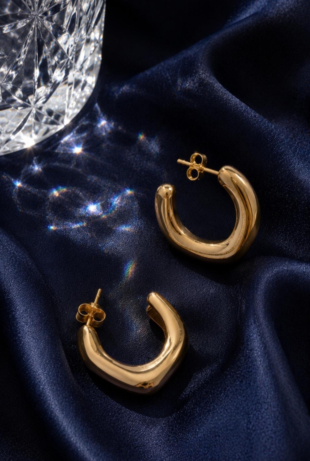 Juliette Chunky Hoop Earrings | 18K Gold Plated Stainless Steel, Minimal Statement Hoops.Dainty Jewelry