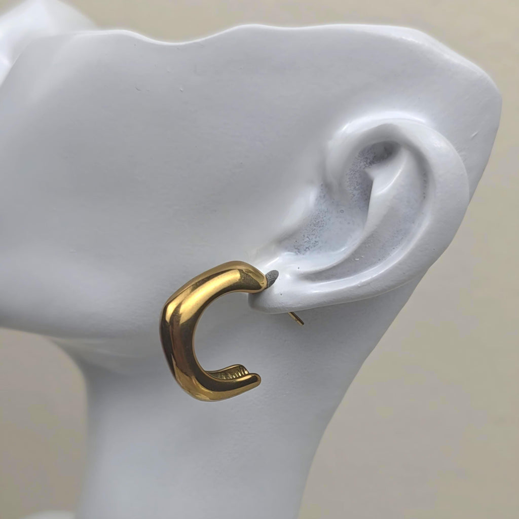 Juliette Chunky Hoop Earrings | 18K Gold Plated Stainless Steel, Minimal Statement Hoops.Dainty Jewelry
