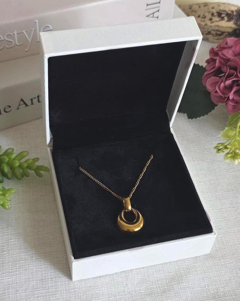 18K Gold Plated Stainless Steel Necklace Earrings Set, Minimalist Tarnish Resistant Jewelry