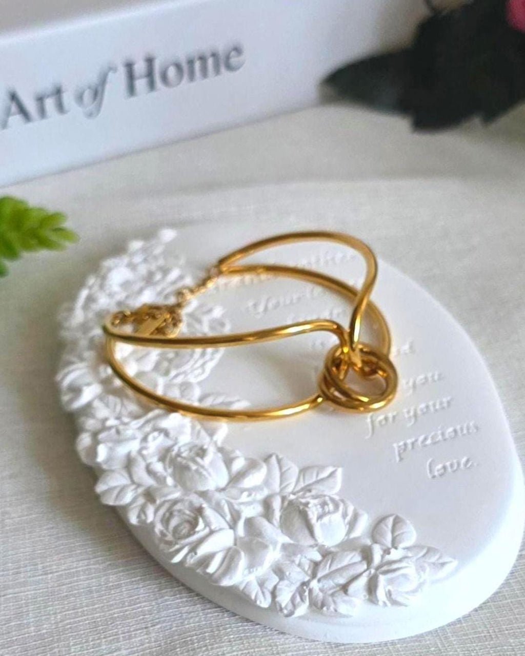 18K Gold Plated Knot Bracelet, Stainless Steel Cuff, Minimalist Modern Jewelry