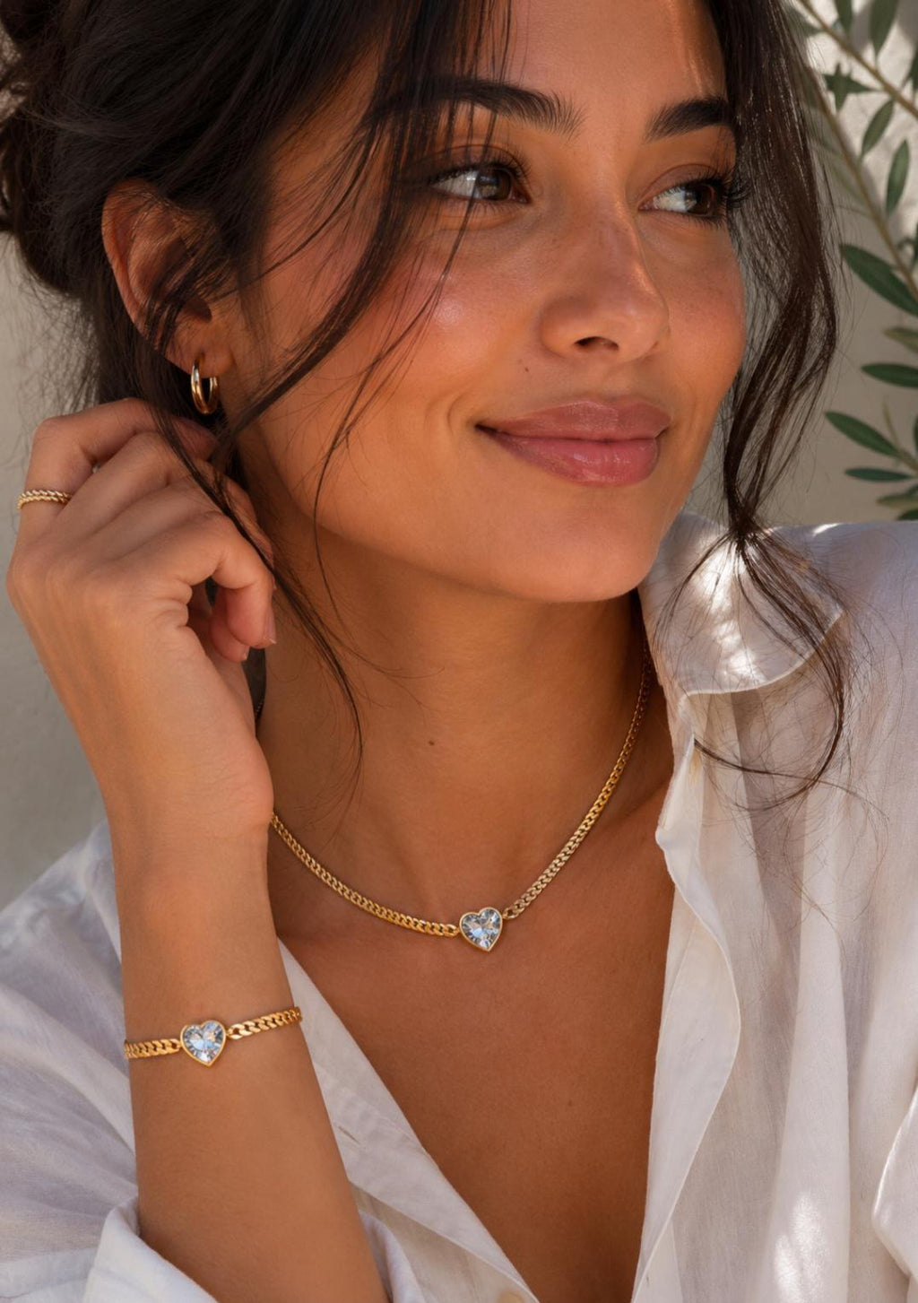 18K Gold Plated Stainless Steel Necklace Bracelet Set | Dainty Layered Jewelry, Hypoallergenic, Tarnish Resistant
