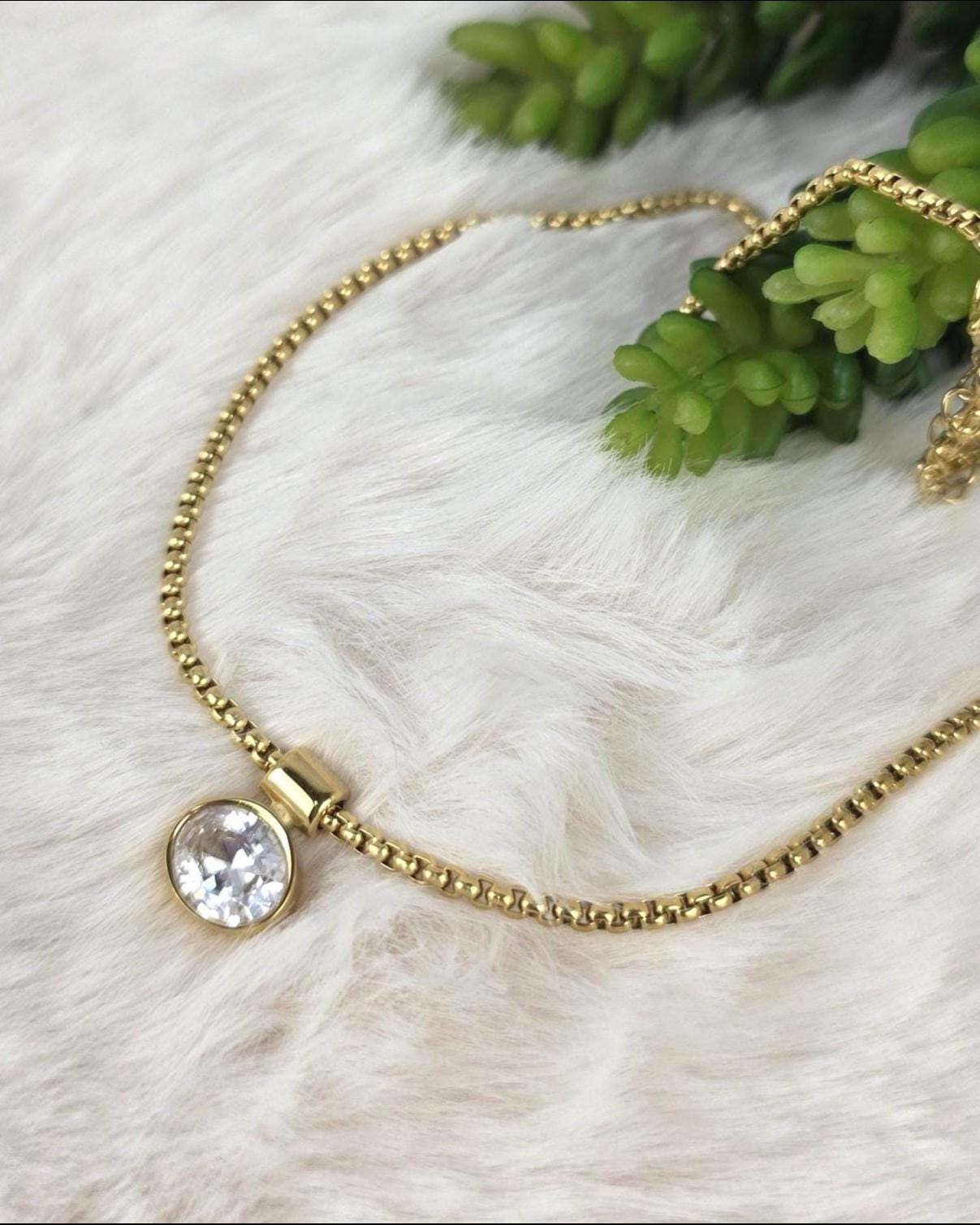Aria Gold Crystal Pendant Necklace | 18K Plated Stainless Steel, Minimalist, Hypoallergenic