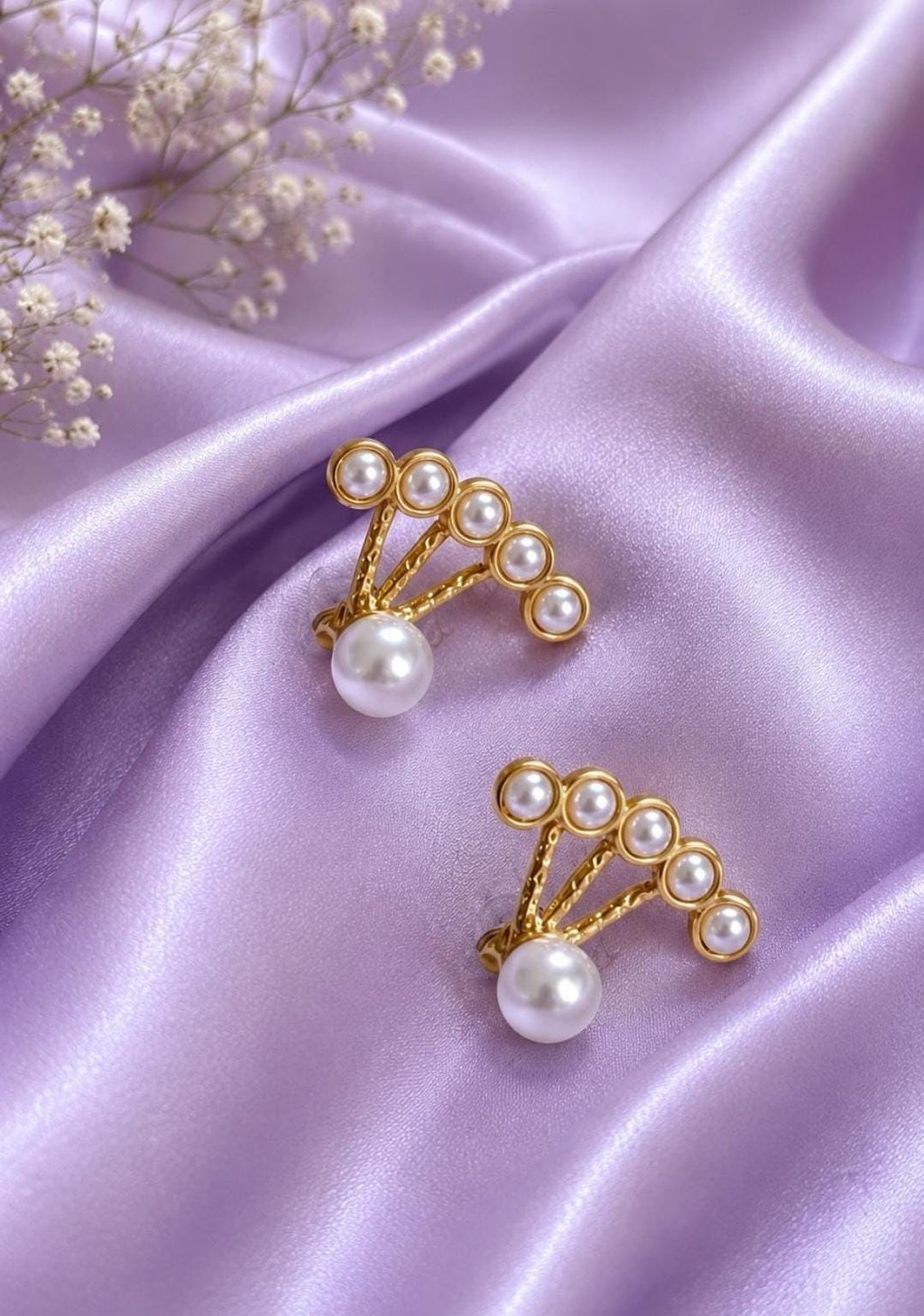 Detachable Pearl Earrings, Gold Stainless Steel, Minimalist Bridal Jewelry  Elegant ,Luxury Gift for Her