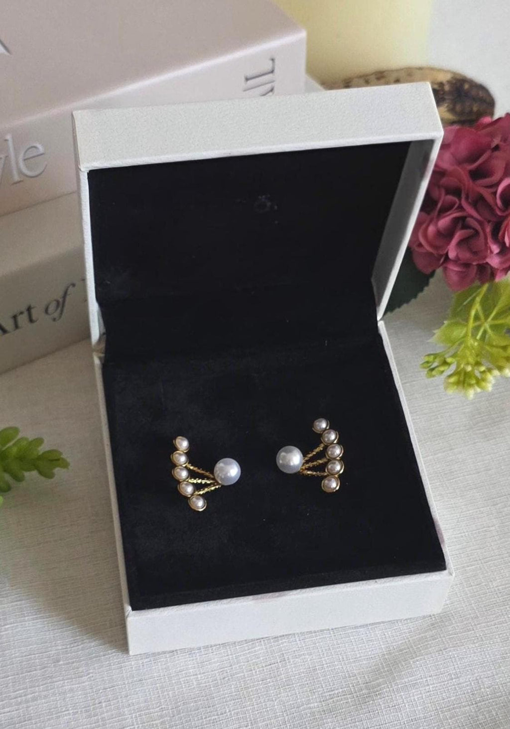 Detachable Pearl Earrings, Gold Stainless Steel, Minimalist Bridal Jewelry  Elegant ,Luxury Gift for Her