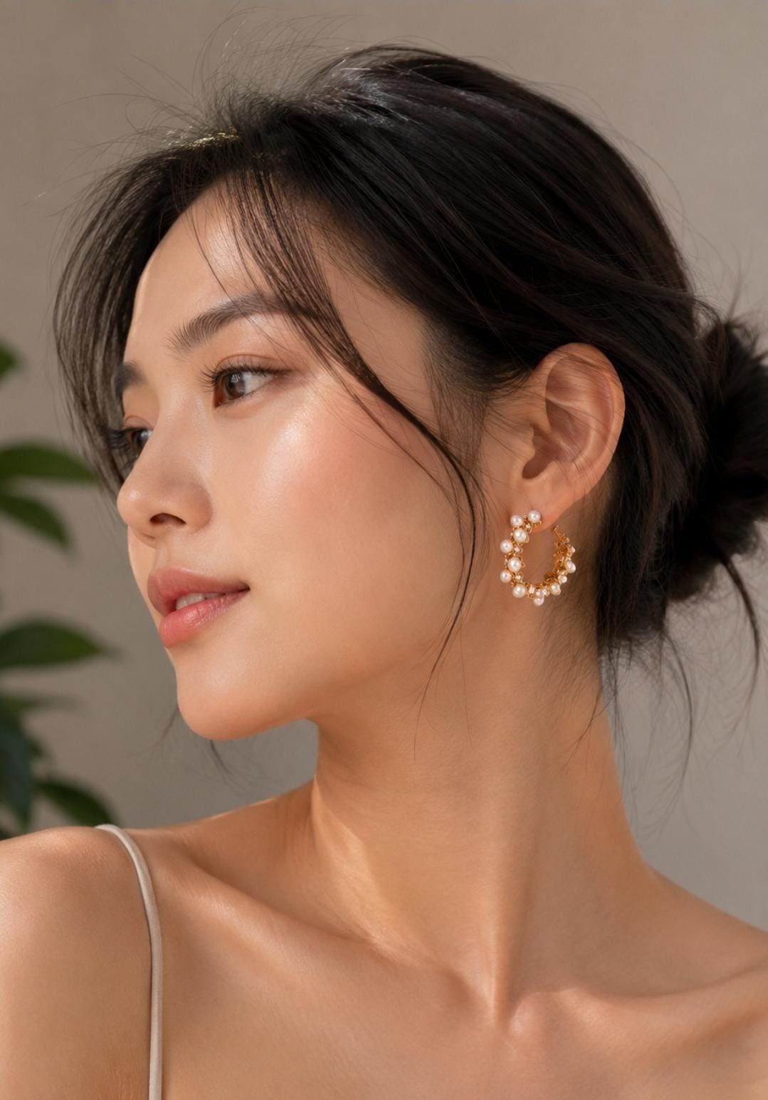Pearl Hoop Earrings, Gold Crystal Hoops, Elegant Bridal Jewelry, Gift for Women