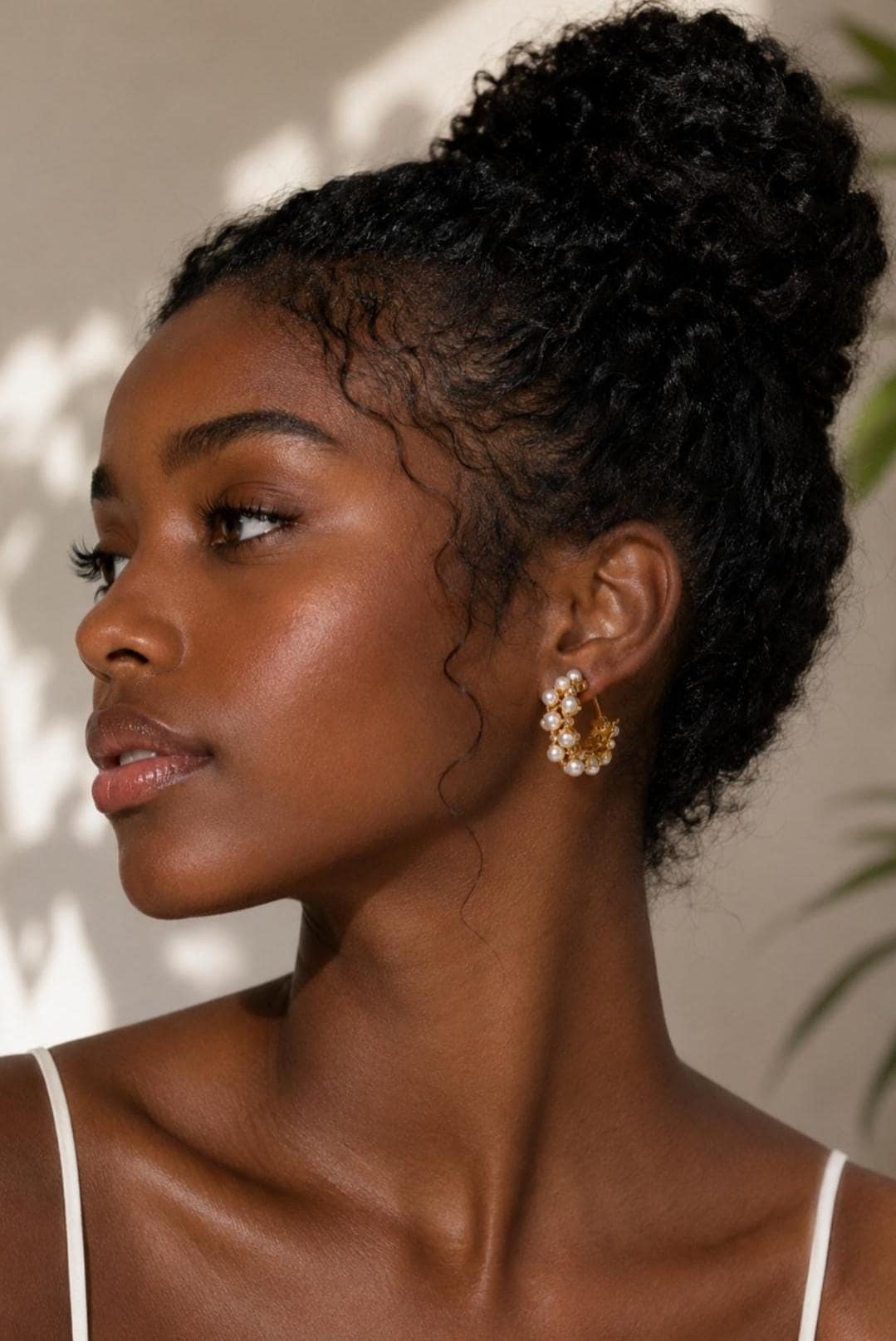Pearl Hoop Earrings, Gold Crystal Hoops, Elegant Bridal Jewelry, Gift for Women