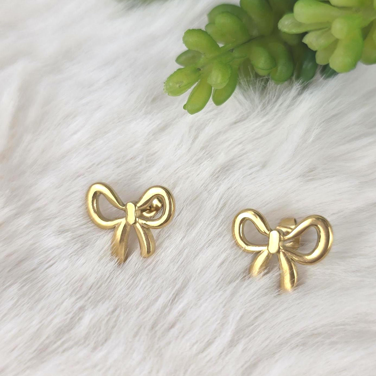 Gold Bow Jewelry Set Necklace Bracelet Earrings | 18K Plated Stainless Steel, Dainty Coquette Style