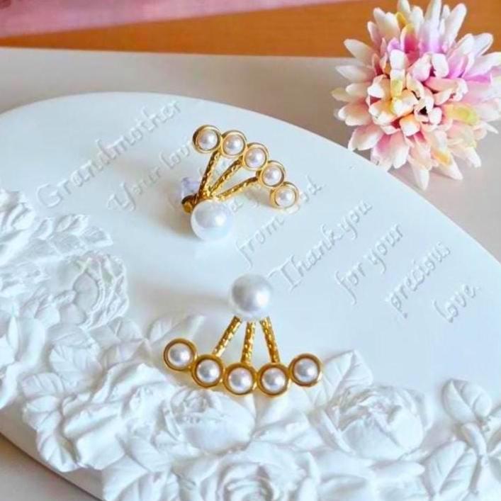 Detachable Pearl Earrings, Gold Stainless Steel, Minimalist Bridal Jewelry  Elegant ,Luxury Gift for Her