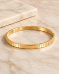 Textured Geometric Gold Bangle Bracelet | 18K Gold Plated Stainless Steel Cuff