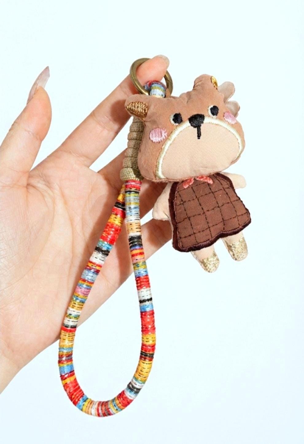 Handmade Plush Charm Keychain, Whimsical Character Bag Accessory, Kawaii keyring
