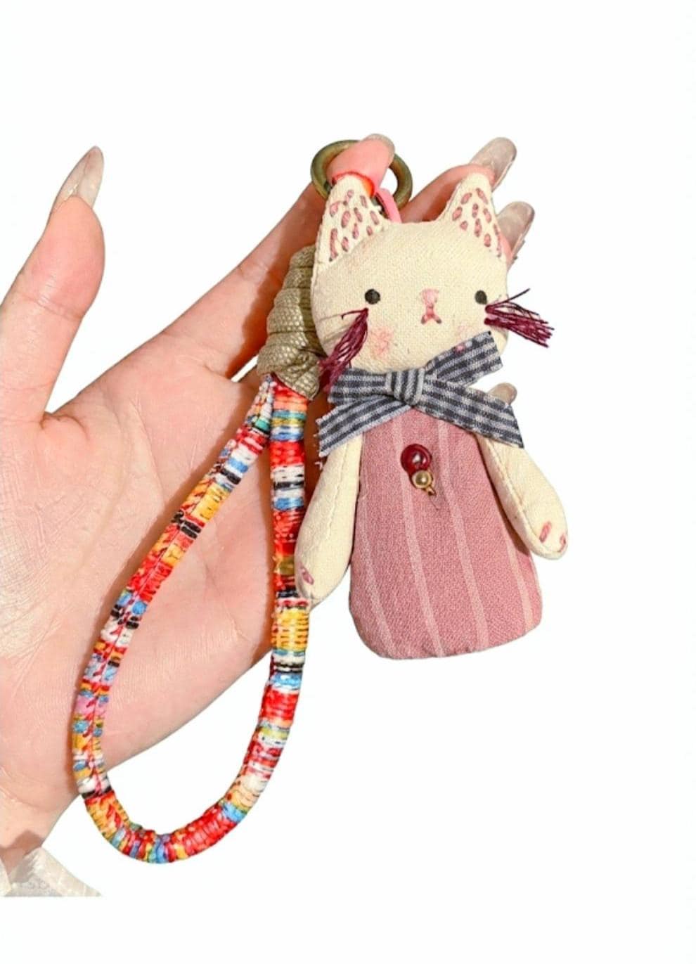 Handmade Plush Charm Keychain, Whimsical Character Bag Accessory, Kawaii keyring