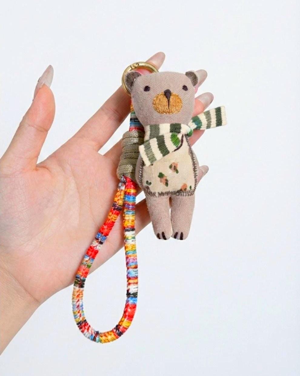 Handmade Plush Charm Keychain, Whimsical Character Bag Accessory, Kawaii keyring