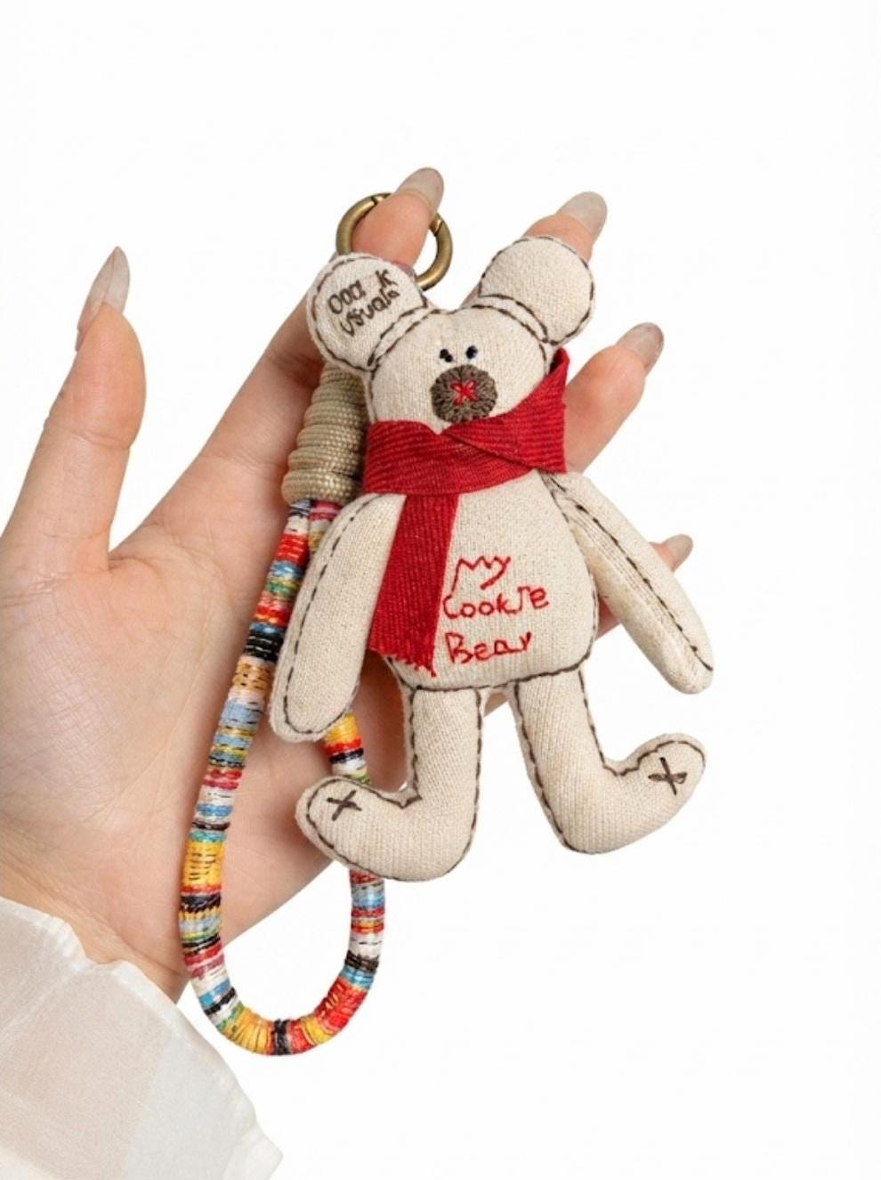 Handmade Plush Charm Keychain, Whimsical Character Bag Accessory, Kawaii keyring
