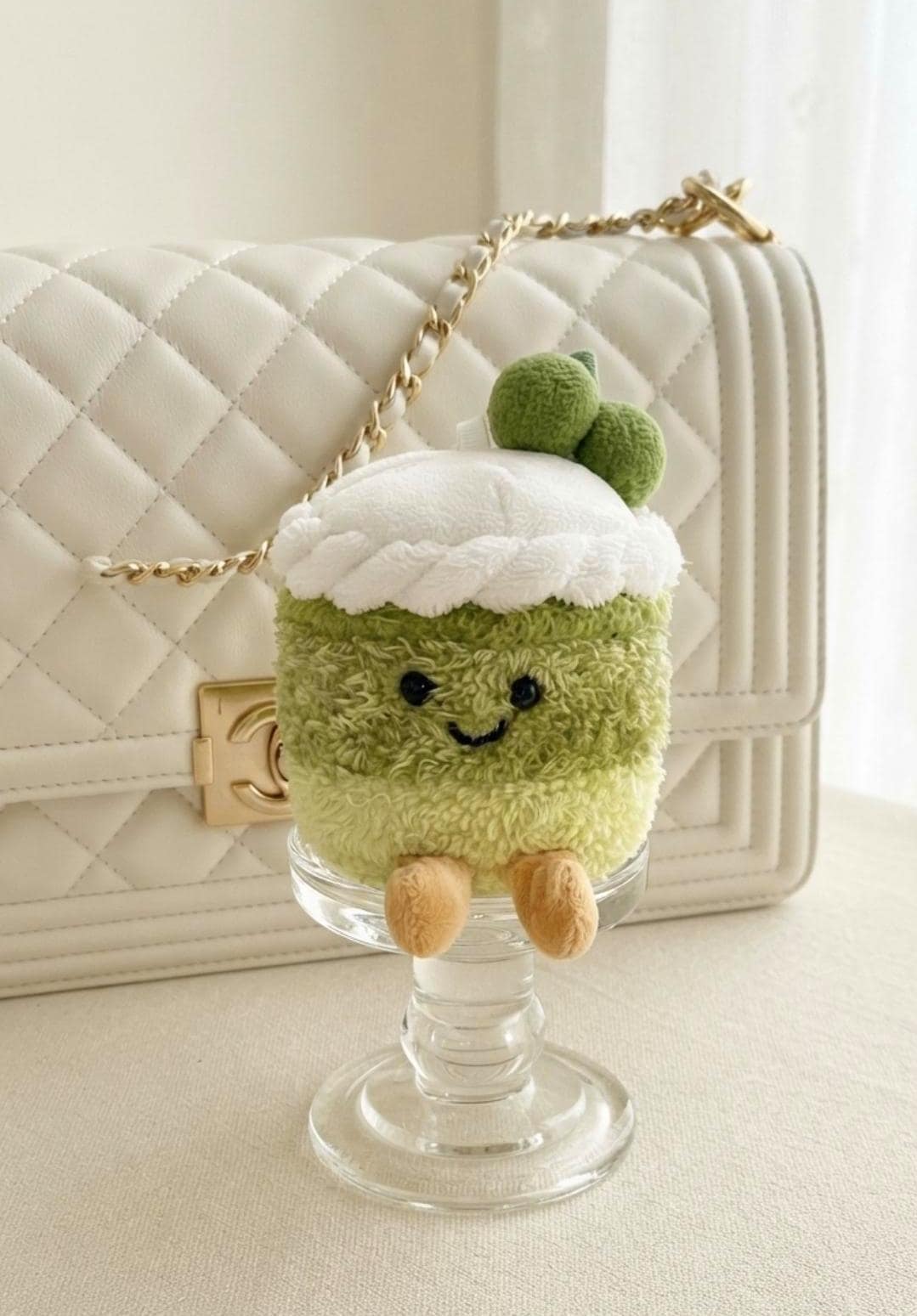Plush Cake Keychain, Smiling Dessert Bag Charm, Kawaii Backpack Accessory, Soft Pendant