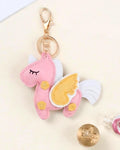 Vegan Leather Unicorn Keychain, Pastel Bag Charm, Kawaii Purse Accessory, Pink Green Purple