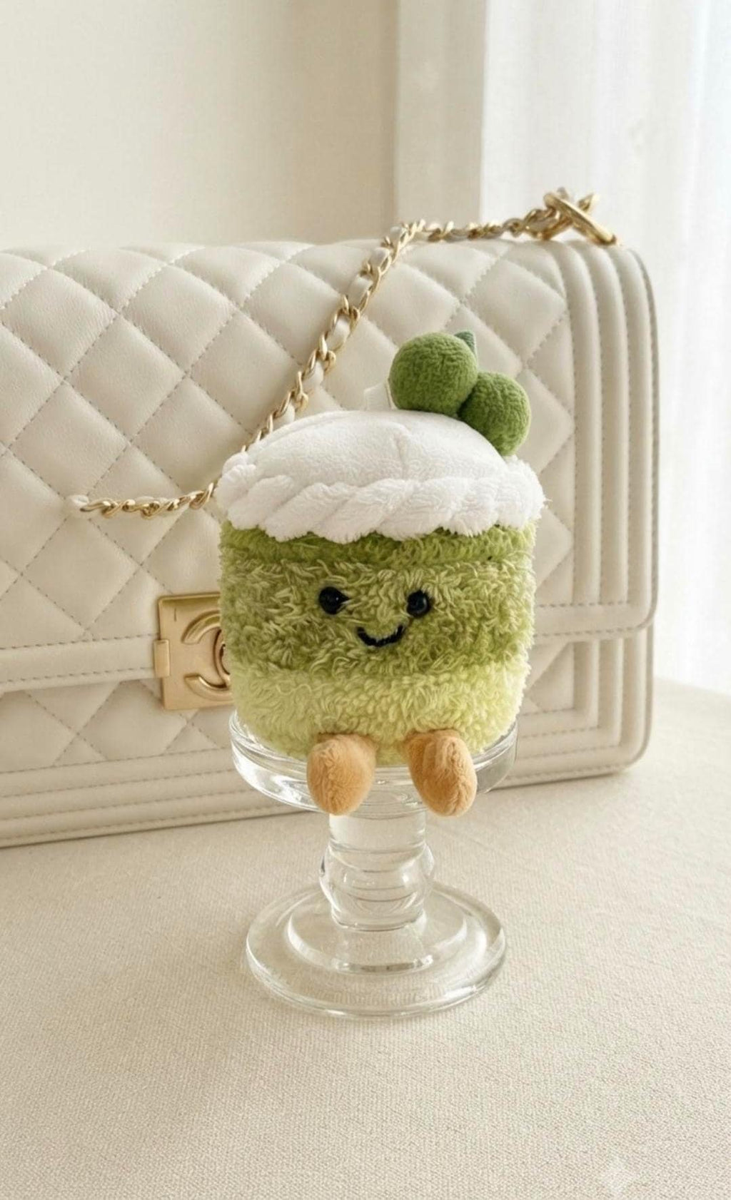 Plush Cake Keychain, Smiling Dessert Bag Charm, Kawaii Backpack Accessory, Soft Pendant