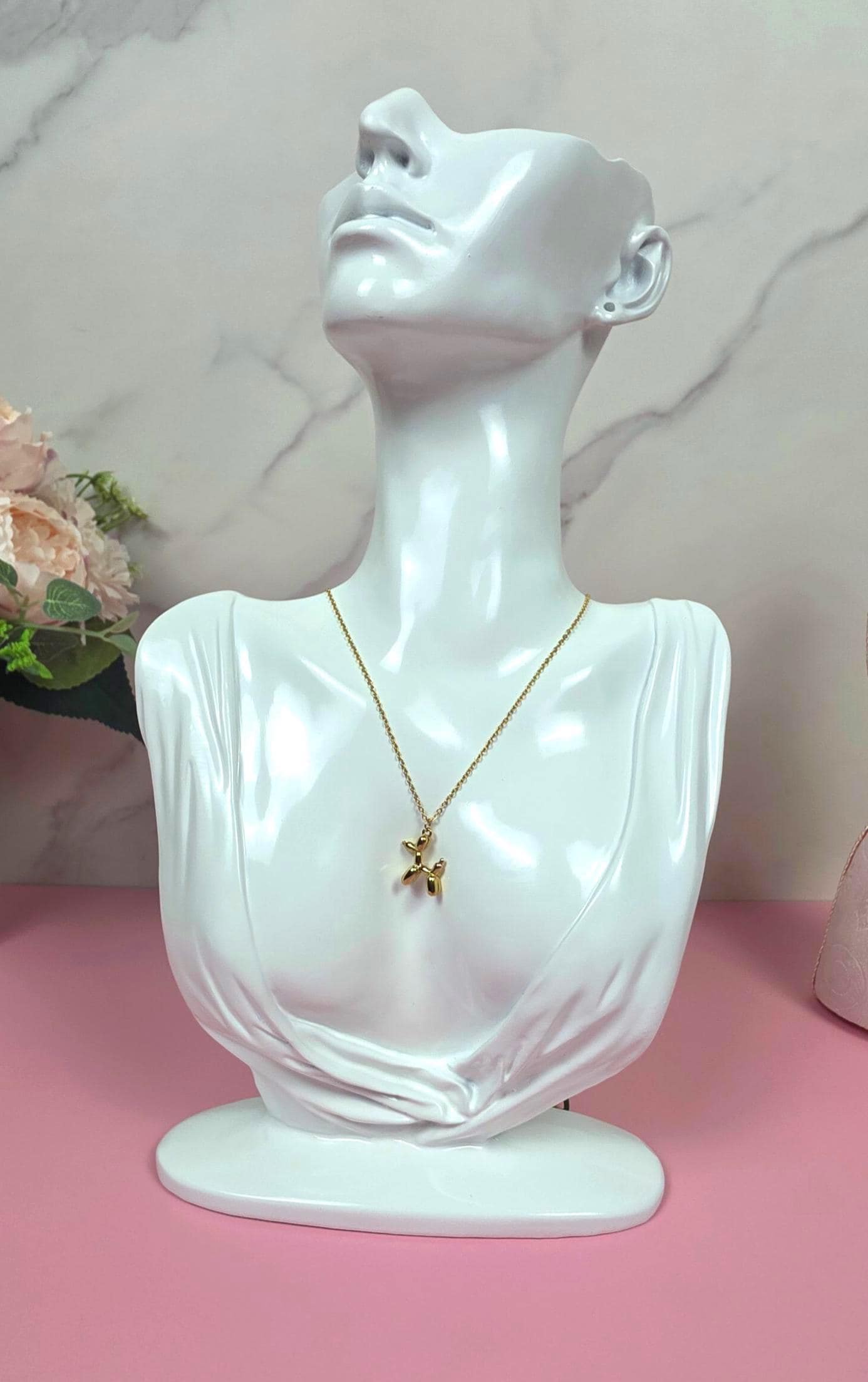 18K Gold Plated Balloon Dog Necklace, Minimalist Puppy Pendant, Animal Jewelry