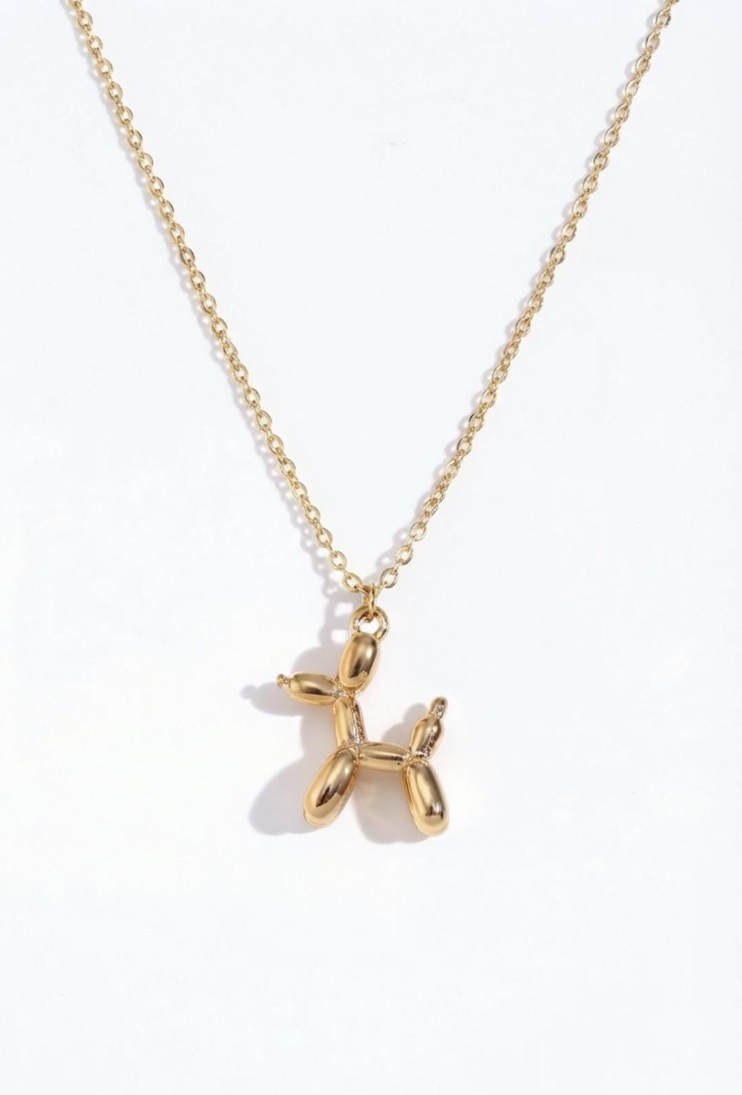 18K Gold Plated Balloon Dog Necklace, Minimalist Puppy Pendant, Animal Jewelry
